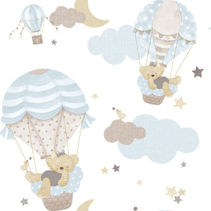 Galerie 14816 - Little Explorers 2 Hot Air Balloons Heavenly Grey Galerie Wallpaper roll - luxury design for UK feature walls