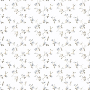 Galerie PF38174 - Pretty Prints Mini Floral Trail Blue Beige Grey Galerie Wallpaper roll - luxury design for UK feature walls