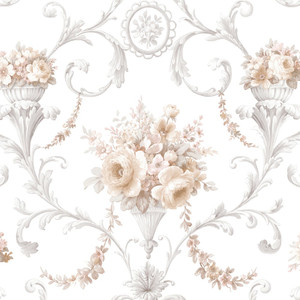 Galerie CI38229 - Classic Silks 4 Floral Traditional White Galerie Wallpaper roll - luxury design for UK feature walls Galerie CI38229 - Classic Silks 4 Floral Traditional White Galerie Wallpaper roll - luxury design for UK feature walls