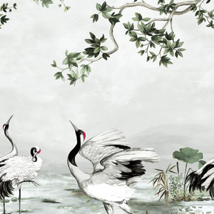 DB30600M - Daisy Bennett Bird Silver Grey Galerie Wallpaper Mural DB30600M - Daisy Bennett Bird Silver Grey Galerie Wallpaper Mural