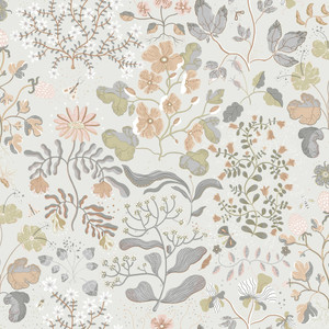 Galerie 22004 - Fagring Floral Silver Grey Galerie Wallpaper roll - luxury design for UK feature walls