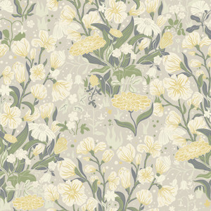 Galerie 22012 - Fagring Floral Silver Grey Galerie Wallpaper roll - luxury design for UK feature walls