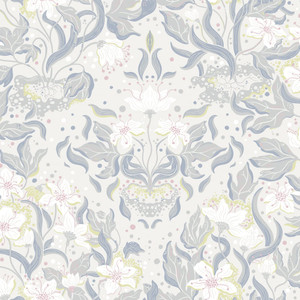 Galerie 22015 - Fagring Floral Silver Grey Galerie Wallpaper roll - luxury design for UK feature walls