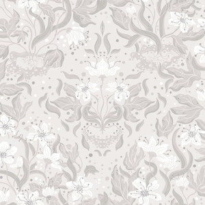 Galerie 22019 - Fagring Floral Silver Grey Galerie Wallpaper roll - luxury design for UK feature walls