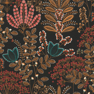 FL61129 - Flourish Floral Black Galerie Wallpaper FL61129 - Flourish Floral Black Galerie Wallpaper