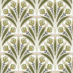 Clarke & Clarke W0193-04 - Secret Garden Botanical Green Clarke & Clarke Wallpaper roll - luxury design for UK feature walls
