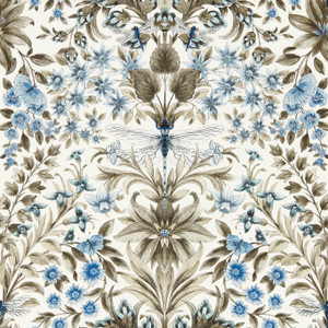 Clarke & Clarke W0196-01 - Secret Garden Contemporary Floral Blue Clarke & Clarke Wallpaper roll - luxury design for UK feature walls