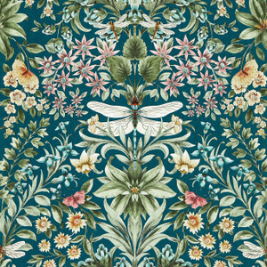 Clarke & Clarke W0196-04 - Secret Garden Contemporary Floral Blue Clarke & Clarke Wallpaper roll - luxury design for UK feature walls