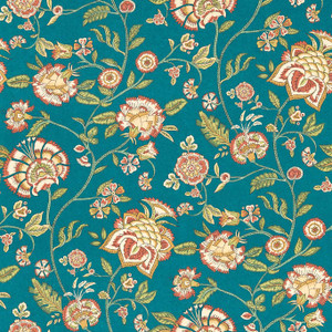 W0232-04 - Indira Classic Floral Teal Clarke & Clarke Wallpaper W0232-04 - Indira Classic Floral Teal Clarke & Clarke Wallpaper