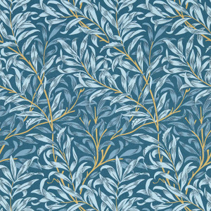 Clarke & Clarke W0172-01 - William Morris Designs Botanical Blue Clarke & Clarke Wallpaper roll - luxury design for UK feature walls