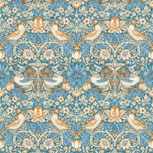 Clarke & Clarke W0171-02 - William Morris Designs Birds Blue Clarke & Clarke Wallpaper roll - luxury design for UK feature walls