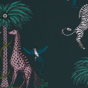 Clarke & Clarke W0114-03 - Wilderie Abstract & Graphic Blue Clarke & Clarke Wallpaper roll - luxury design for UK feature walls