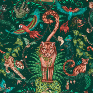 W0213-02 - Mythica Animals Green Clarke & Clarke Wallpaper W0213-02 - Mythica Animals Green Clarke & Clarke Wallpaper