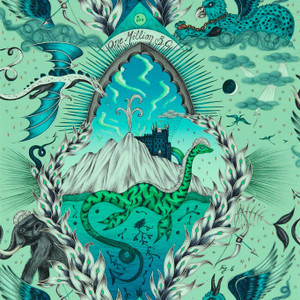 W0214-02 - Mythica Animals Blue Clarke & Clarke Wallpaper W0214-02 - Mythica Animals Blue Clarke & Clarke Wallpaper