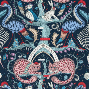 W0219-01 - Mythica Animals Blue Clarke & Clarke Wallpaper W0219-01 - Mythica Animals Blue Clarke & Clarke Wallpaper
