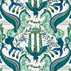 W0215-01 - Mythica Animals Green Clarke & Clarke Wallpaper W0215-01 - Mythica Animals Green Clarke & Clarke Wallpaper