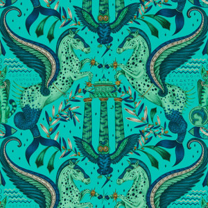 W0215-02 - Mythica Animals Blue Clarke & Clarke Wallpaper W0215-02 - Mythica Animals Blue Clarke & Clarke Wallpaper