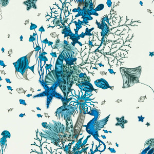 W0218-02 - Mythica Animals Blue Clarke & Clarke Wallpaper W0218-02 - Mythica Animals Blue Clarke & Clarke Wallpaper