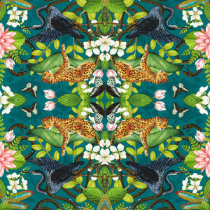 W0136-03 - Botanical Wonders Animals Blue Clarke & Clarke Wallpaper W0136-03 - Botanical Wonders Animals Blue Clarke & Clarke Wallpaper