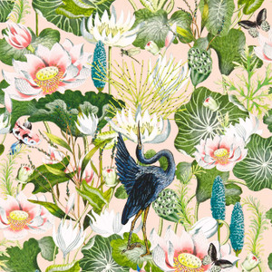 Clarke & Clarke W0137-01 - Botanical Wonders Birds Blue Clarke & Clarke Wallpaper roll - luxury design for UK feature walls