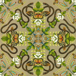W0129-02 - Botanical Wonders Animals Blue Clarke & Clarke Wallpaper W0129-02 - Botanical Wonders Animals Blue Clarke & Clarke Wallpaper