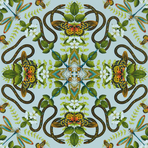 W0129-04 - Botanical Wonders Animals Blue Clarke & Clarke Wallpaper W0129-04 - Botanical Wonders Animals Blue Clarke & Clarke Wallpaper
