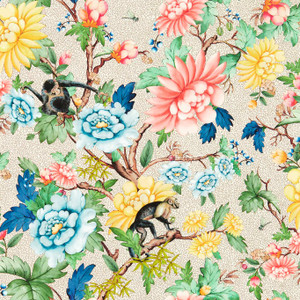 W0133-01 - Botanical Wonders Classic Floral Blue Clarke & Clarke Wallpaper W0133-01 - Botanical Wonders Classic Floral Blue Clarke & Clarke Wallpaper