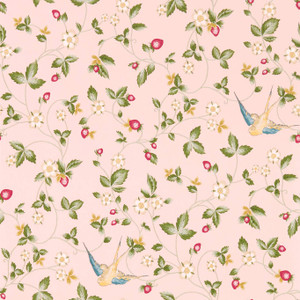 W0135-01 - Botanical Wonders Birds Pink Clarke & Clarke Wallpaper W0135-01 - Botanical Wonders Birds Pink Clarke & Clarke Wallpaper