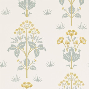 Morris & Co DM6P210349 - Morris 160th Anniversary Contemporary Floral Gold Morris & Co. Wallpaper roll - luxury design for UK feature walls