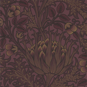 Morris & Co DM6P210355 - Morris 160th Anniversary Botanical Purple Morris & Co. Wallpaper roll - luxury design for UK feature walls