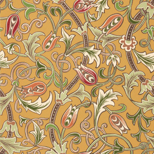 Morris & Co MUNW217564 - The Unfinished Works Classic Floral Yellow Morris & Co. Wallpaper roll - luxury design for UK feature walls