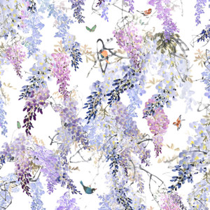 DWAP216296 - Waterperry Birds Purple Sanderson Wallpaper Mural DWAP216296 - Waterperry Birds Purple Sanderson Wallpaper Mural