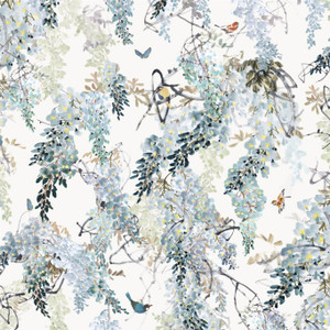 Sanderson DWAP216299 - Waterperry Birds Blue Sanderson Wallpaper Mural roll - luxury design for UK feature walls