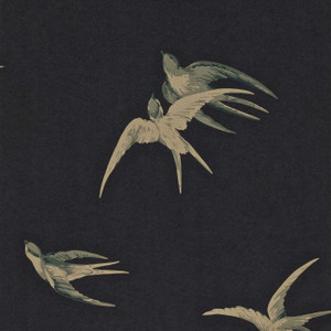 Sanderson DVIWSW105 - Sanderson One Sixty Birds Black Sanderson Wallpaper roll - luxury design for UK feature walls