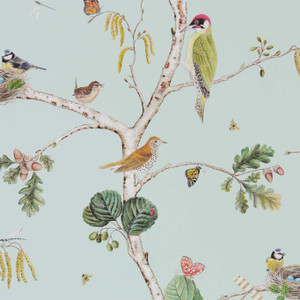 DWOW215706 - Arboretum Birds Blue Sanderson Wallpaper DWOW215706 - Arboretum Birds Blue Sanderson Wallpaper