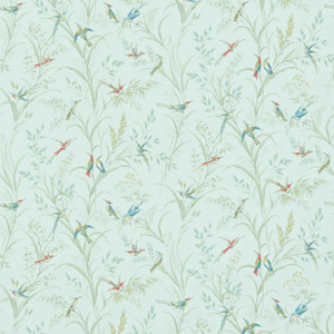 Sanderson DFAB214082 - Country Woodland Birds Blue Sanderson Wallpaper roll - luxury design for UK feature walls