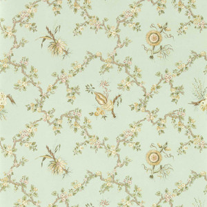 Sanderson DGDW217320 - Sanderson x Giles Deacon Classic Floral Blue Sanderson Wallpaper roll - luxury design for UK feature walls