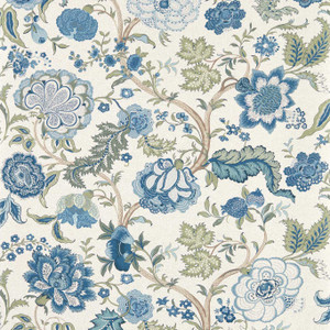 Sanderson DHIP217487 - Highgrove by Sanderson Classic Floral Blue Sanderson Wallpaper roll - luxury design for UK feature walls