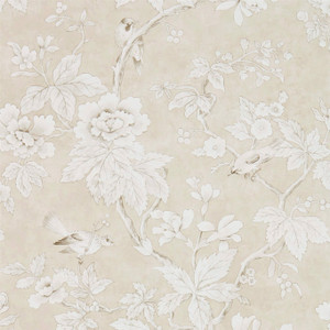Sanderson DDAM216386 - Chiswick Grove Birds Grey Sanderson Wallpaper roll - luxury design for UK feature walls
