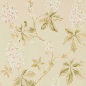 Sanderson DWOW215709 - Country Woodland Classic Floral Green Sanderson Wallpaper roll - luxury design for UK feature walls