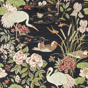 DWAW217123 - Water Garden Animals Black Sanderson Wallpaper DWAW217123 - Water Garden Animals Black Sanderson Wallpaper