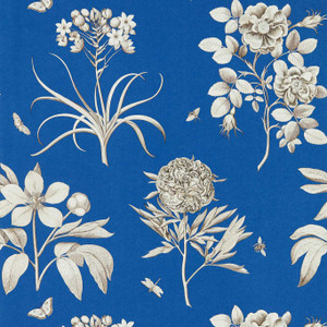 Sanderson DOSW217053 - Sanderson One Sixty Classic Floral Blue Sanderson Wallpaper roll - luxury design for UK feature walls