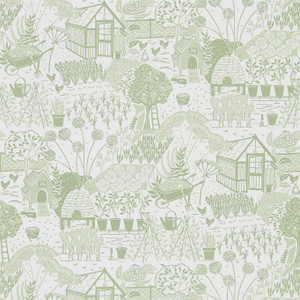Sanderson DHPO216351 - Sanderson Home Allotment Green Sanderson Wallpaper roll - luxury design for UK feature walls