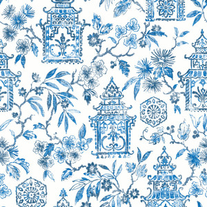 FD26310_Happy Oriental Toile Blue white Fine Decor Wallpaper