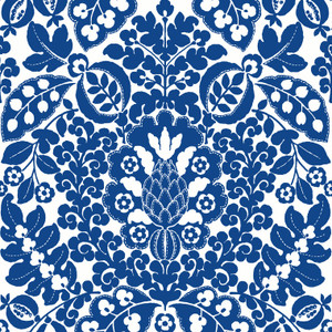 FD26332_Happy Ornate Damask Navy blue white Fine Decor Wallpaper