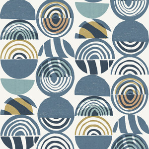 FD26446_Seychelles Abstract arches Teal navy rust beige Fine Decor Wallpaper