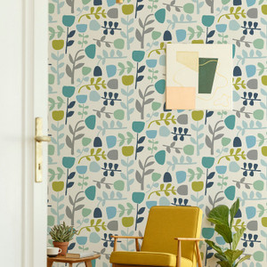 FD26536_Hannah Leaf Stems Teal green Fine Decor Wallpaper