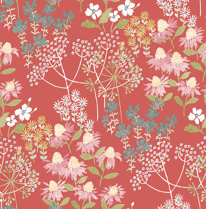Fine Decor Terrace Meadow Floral Vibrant Red Pink Green Yellow Wallpaper FD27019