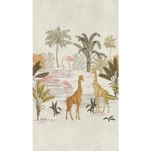 WH45241M-Welcome Home Murals Animal Beige, Yellow, Pink Galerie Mural