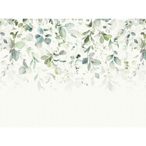 WH45265M-Welcome Home Murals Tree Leaf Blue, Green, White Galerie Mural